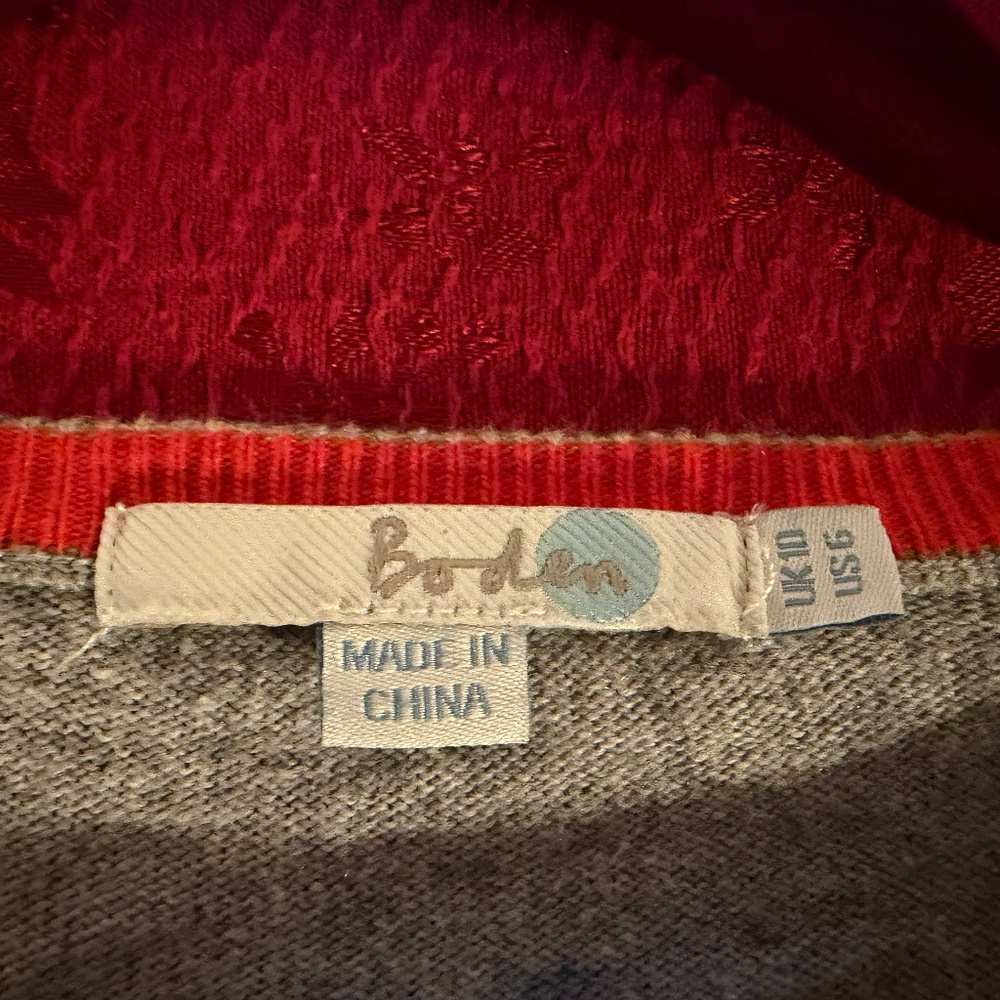 Boden Women's Dog Novelty Gray Red and White Sweater Size 6 - Picture 9 of 9